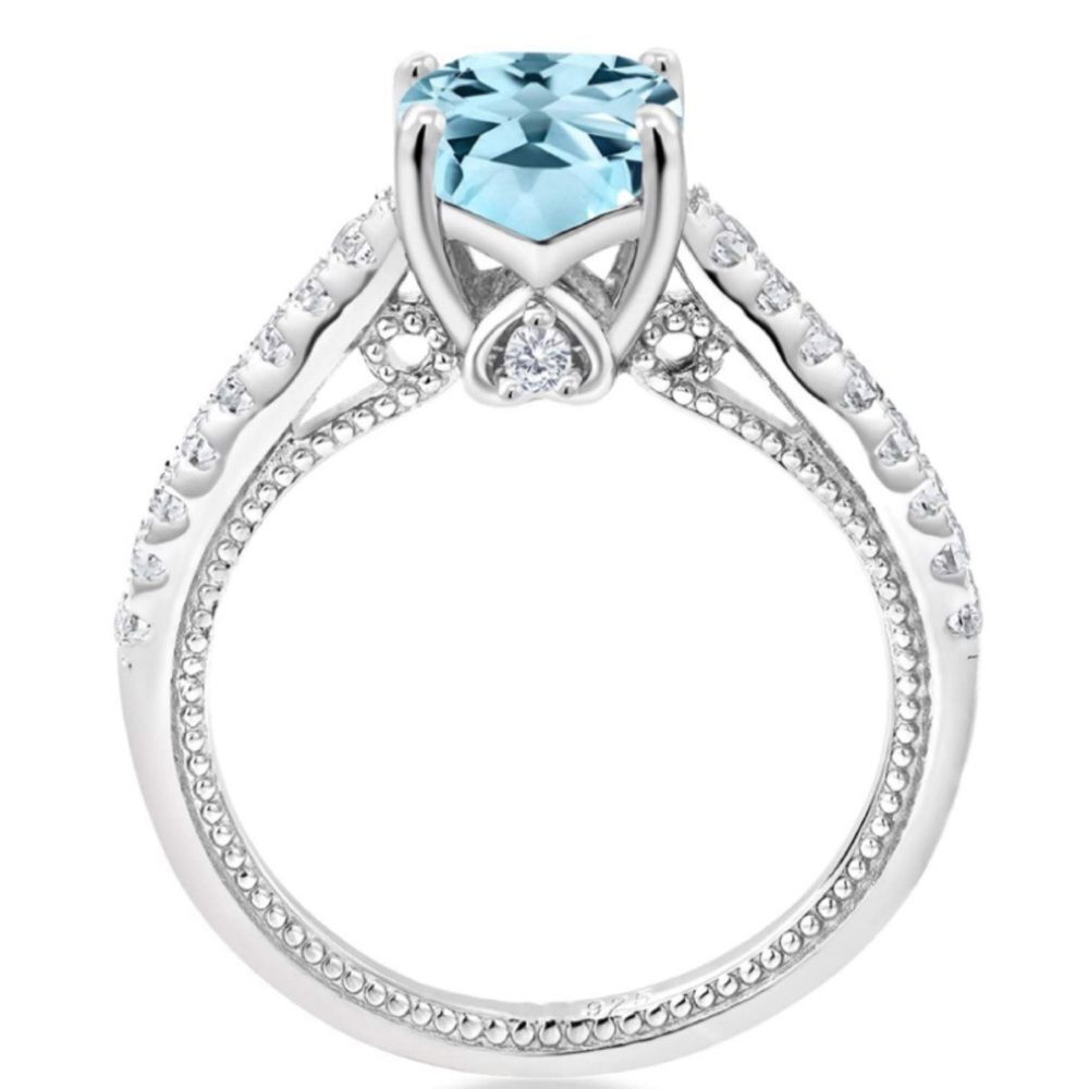 18k Blue Topaz White Sapphire Ring